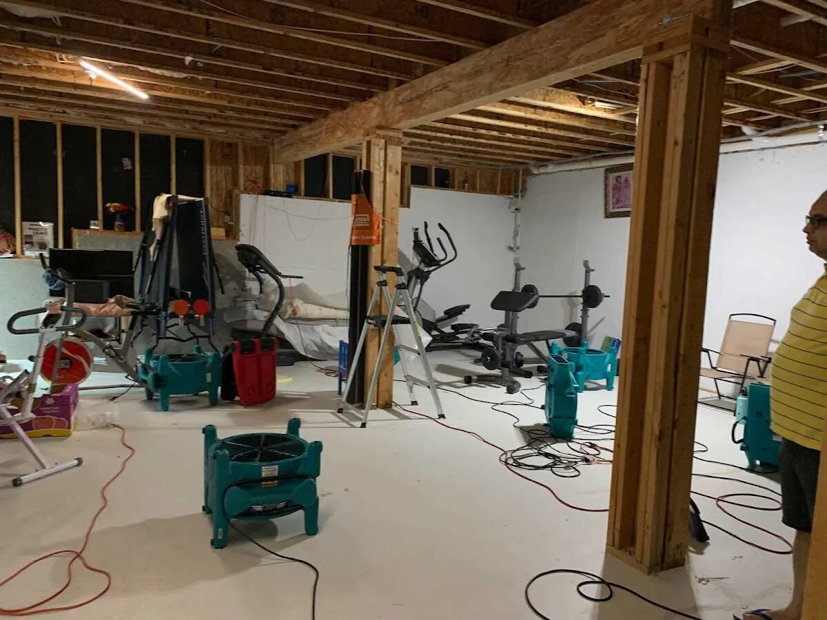Basement drying equipment setup for Structural Drying in Delphos